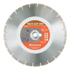 Husqvarna® 542 77 44-63 Tacti-Cut™ VH5 General Purpose Diamond Saw Blade, 14 in dia Blade, 1 in Arbor/Shank, Dry/Wet Cutting