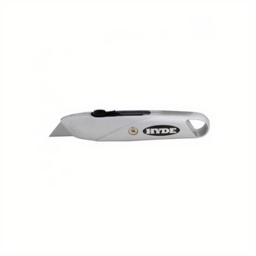 Hyde® 42075 Heavy Duty Economy Utility Knife, Double Sided Blade, Top Slide Screw Push Button, 1 Blades Included, Carbon Steel Blade