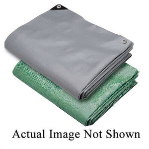 Hygrade MTGB-50100 Super Heavy Duty Tarp with Grommets, 10 mil Thick, 50 ft L x 100 ft W Cut, Black/Green, Polyethylene