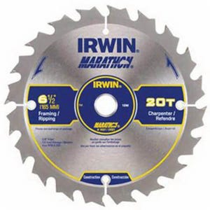 Irwin® Marathon® 14130 Corded Portable Circular Saw Blade, 7-1/4 in dia x 0.047 in Thick, 5/8 in Arbor, 24 Teeth
