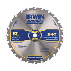 Irwin® Marathon® 14233 Circular Saw Blade, 10 in dia x 0.063 in Thick, 5/8 in Arbor, 24 Teeth