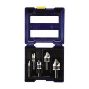 Irwin® 1877793 Single End Straight Shank Metal Countersink Set, 1/4 in dia Min Head, 3/4 in dia Max Head, 82°  Max Included Angle, 5 Flutes, 5 pc