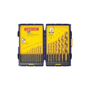 Irwin® Speedbor® 3018010 Turbomax® Point Drill Bits Set, 1/16 in Min Drill Bit, 1/2 in Max Drill Bit, 135° Drill Point Angle, 18 pc, High Speed Steel