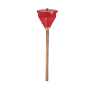 Justrite® 08205 Safety Drum Funnel with Self-Closing Cover and 32 in Flame Arrester, Powder Coated, Use with 30 & 55 gal Drums