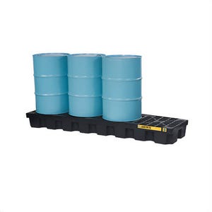 Justrite® 28631 EcoPolyBlend™ Spill Control Pallet, 4 Drums, 75 gal Spill, 5000 lb Load, 100% Recycled Polyethylene
