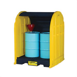 Justrite® 28675 EcoPolyBlend™ DrumSheds™ Spill Containment Pallet, 2 Drums, 67 gal Spill, 2500 lb Load, 55% Recycled Polyethylene