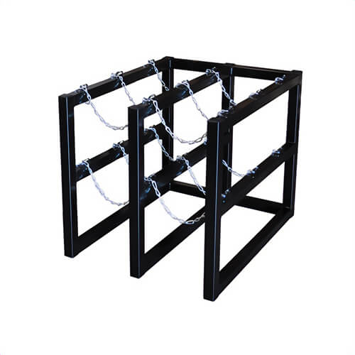 Justrite® 35112 Gas Cylinder Barricade Rack, 6 Capacity, 30 in H x 30 in W x 38 in D, Steel