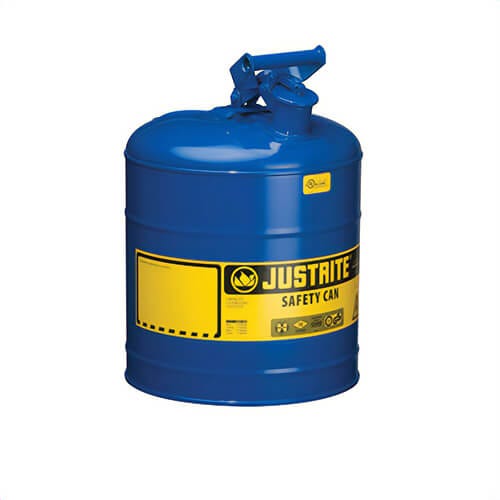 Justrite® 7150300 Type I Safety Can with Swinging Handle and SS Flame Arrester, 5 gal Capacity, Steel, Blue