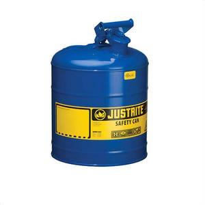 Justrite® 7150300 Type I Safety Can with Swinging Handle and SS Flame Arrester, 5 gal Capacity, Steel, Blue