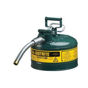 Justrite® Accuflow™ 7225430 Type II Safety Can with 1 in OD x 9 in L Metal Hose and Stainless Steel Flame Arrester