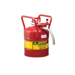 Justrite® AccuFlow™ 7350130 Type II Safety Can, 5 gal Capacity, 11-3/4 in dia, 17-1/4 in L x 18.52 in H, Steel, Red, FM/CARB Approved
