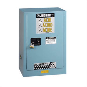 Justrite® 891222 Sure-Grip® EX Compact Corrosive Safety Cabinet, 12 gal Capacity, 35 in H x 23-1/4 in W x 18 in D, Self-Close Door, 1 Door, 1 Shelve