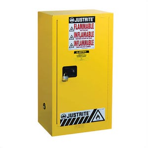 Justrite® 891520 Sure-Grip® EX Compact Flammable Safety Cabinet, 15 gal Capacity, U-Loc™ Handle, Self-Close Door, 1 Door