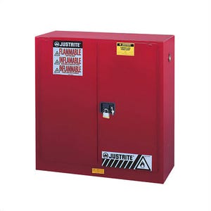 Justrite® 893031 Sure-Grip® EX Standard Combustible Safety Cabinet, 40 gal Capacity, U-Loc™ Handle, 44 in H x 43 in W x 18 in D
