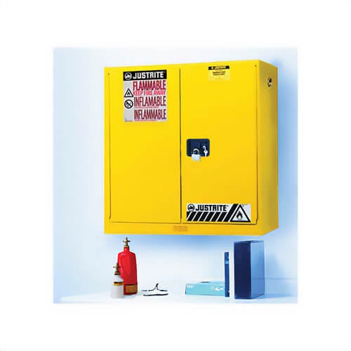 Justrite® 893400 Sure-Grip® EX Wall Mount Flammable Safety Cabinet, 20 gal Capacity, U-Loc™ Handle, Manual Close Door, 2 Doors