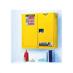 Justrite® 893400 Sure-Grip® EX Wall Mount Flammable Safety Cabinet, 20 gal Capacity, U-Loc™ Handle, Manual Close Door, 2 Doors