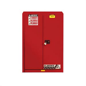 Justrite® 894511 Sure-Grip® EX Standard Combustible Safety Cabinet, 60 gal Capacity, U-Loc™ Handle, 65 in H x 43 in W x 18 in D