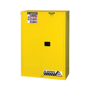 Justrite® 894520 Sure-Grip® EX Classic Flammable Safety Cabinet, 45 gal Capacity, U-Loc™ Handle, 65 in H x 43 in W x 18 in D