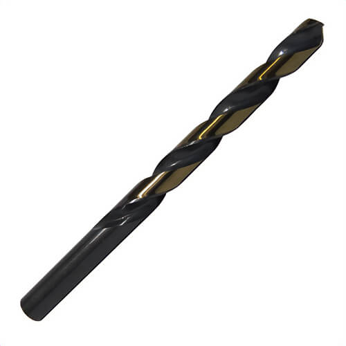 KFD® KFDMM12.50 Heavy Duty Jobber Length Drill Bit, 12.5 mm Drill - Metric, 0.4921 in Drill - Decimal Inch, 135°  Point, HSS, Black/Gold