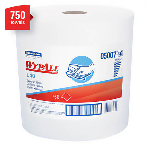 Kimberly Clark* 05007 L40 America's Favorite General Purpose Wiper, 13.4 x 12.5 in, 750 Sheets Capacity, Double Re-Creped