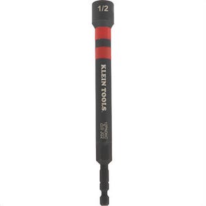Klein® 12PNDHC Hollow Magnetic Color-Coded Power Nut Driver, 1/2 in, Red, Steel Alloy