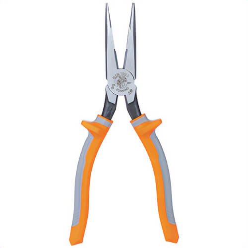 Klein® 2038RINS Pliers, Long Nose Side-Cutters, Insulated, 8 in