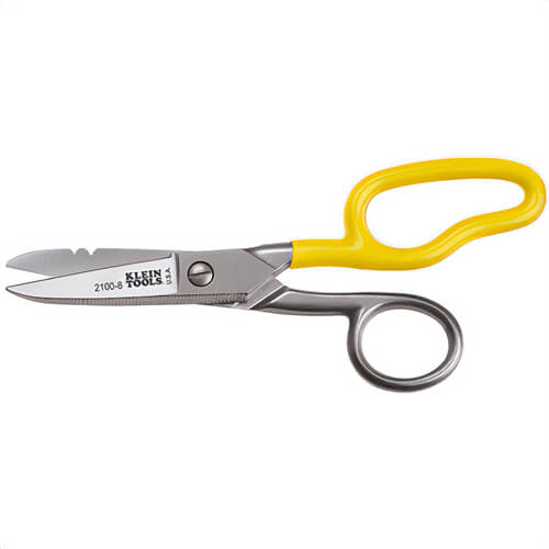 Klein® 2100-8 Electrician's Scissor, 23 to 19 AWG Cutting Capacity, 1-7/8 in Length of Cut, Serrated Stainless Steel Blade, Sharp