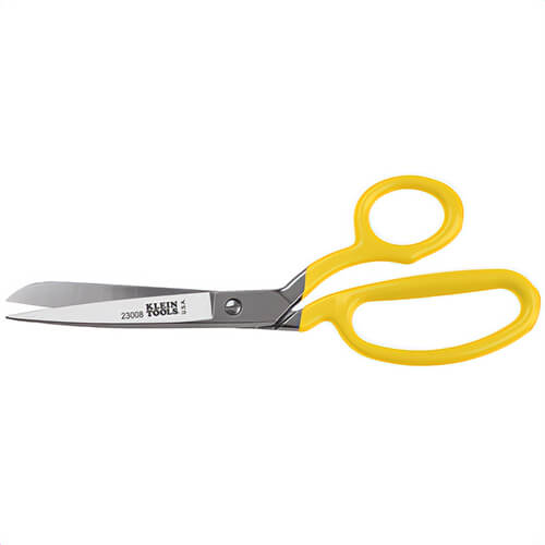 Klein® 23008 Bent Trimmer, 3-1/2 in L of Cut, 9 in OAL, Sharp Tip, Knife Edge, Right Hand