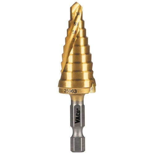 Klein® 25963 Step Drill Bit, Spiral Double-Fluted, 1/4 in to 3/4 in, VACO