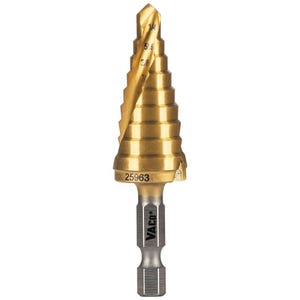 Klein® 25963 Step Drill Bit, Spiral Double-Fluted, 1/4 in to 3/4 in, VACO