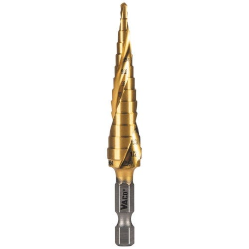 Klein® 25964 Step Drill Bit, Spiral Double-Fluted, 1/8 in to 1/2 in, VACO