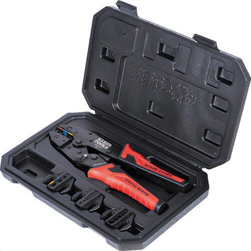 Klein® 3000CRKIT Ratcheting Crimper Set, 10-22 AWG Terminals, Steel