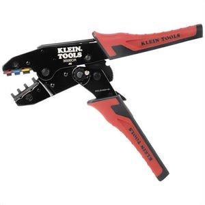Klein® 3007CR Ratcheting Heat Shrink Terminal Crimper, 10 to 22 AWG Wire, Steel