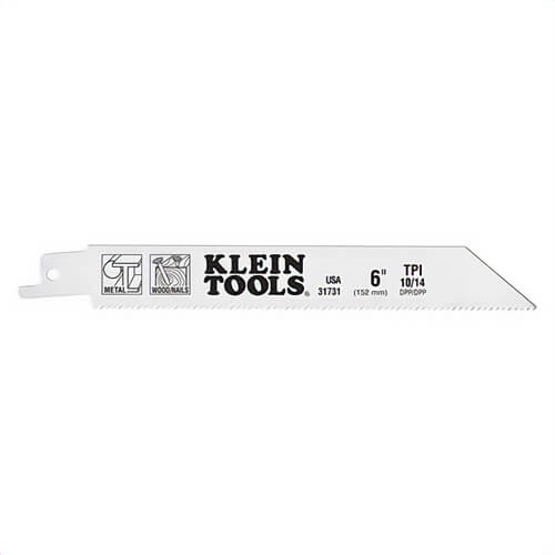 Klein® 31731 Reciprocating Saw Blade, 7 in Length, 3/4 in Width, 0.05 in Thickness, 10/14 TPI, Shock Resistant Teeth, 1/2 in Tang