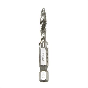 Klein® 32239 Drill Tap Tool, Imperial, #10 Drill, #10-32, Hex Shank, 1/4 in Shank dia, Steel