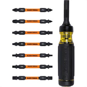 Klein® 32315HD 15-in-1 Ratcheting Impact-Rated Multi-Bit Torsion Zone Screwdriver, Yellow/Black, Steel