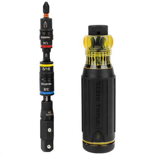 Klein® 32517HD Knect™ 17-in-1 Impact-Rated Hybrid Screwdriver/Nut Driver, Magnetic, Steel Barrel, 17 pc