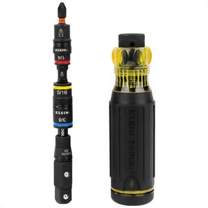 Klein® 32517HD Knect™ 17-in-1 Impact-Rated Hybrid Screwdriver/Nut Driver, Magnetic, Steel Barrel, 17 pc