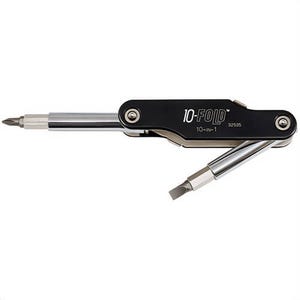 Klein® 32535 10-Fold Multi-Bit Screwdriver/Nut Driver, 10-in-1 Folding, Imperial, Phillips®/Robertson Square Recess/Slotted/Torx® Bit, 9-3/4 in OAL
