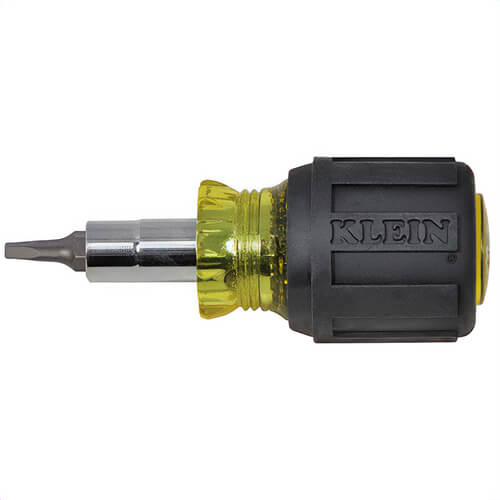 Klein® 32562 Screwdriver, Multi-Bit Interchangeable Stubby, Imperial, Nut Driver/Phillips®/Slotted/Square Recess point, 3.2 in OAL