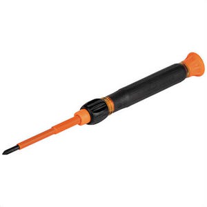 Klein® 32581INS Insulated Electronics Screwdriver, Phillips, Slotted Bits, 2 in 1