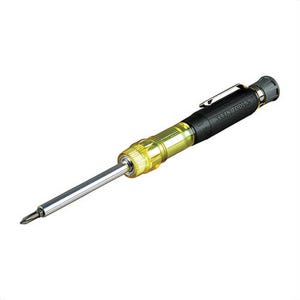 Klein® 32614 Pocket Screwdriver, 4-in-1 Electronic, Imperial, #00, #0, 3/32 in, 1/8 in Screwdriver Size, Phillips®, Slotted point, 6.65 in OAL