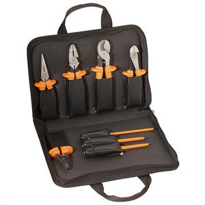 Klein® 33529 Tool Kit, Dual Insulated Premium, 8 pc, Yes Insulated, High Dielectric Plastic, Orange, 11 in L x 15-1/2 in W x 2-1/2 in H