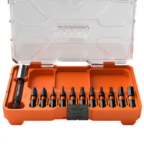Klein® 33801S Slim ProFlex Impact Bit Set, Titanium Nitride, Magnetic, S2 Tool Steel, 12 pc