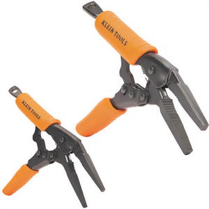 Klein® 38661 Long Nose Locking Pliers Set, Molded Grip Finish, Steel, Orange/Black, 3.7 in to 4.71 in Handle, 2 in, 2.25 in Jaw Capacity, 6 in and 9 in, 2 pc