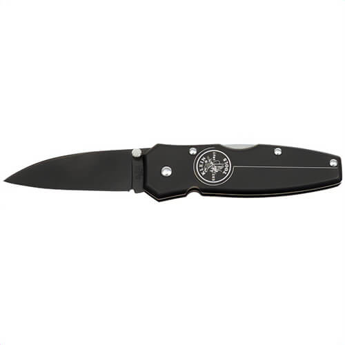 Klein® 44001-BLK 1-Blade Lightweight Pocket Knife, AUS8 Stainless Steel Drop Point Blade, 2-1/2 in L Blade, Lock Back Opening, Yes