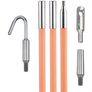 Klein® 50153 Lo-Flex Glow Rod, Fiberglass, 15 ft, Includes: (3) 5 ft with adapter and Bullet nose & hook attachments