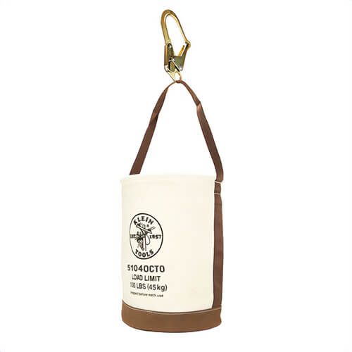 Klein® 5104OCTO Bucket Bag, Bottom, 12 in dia Size, 15 in Overall Height, 100 lb Capacity, Canvas/Leather