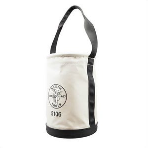 Klein® 5106 Straight Wall Bucket, Heavy Duty, 9 in dia, 14 in Overall Height, 1 Pocket, #6 Canvas, Off-White