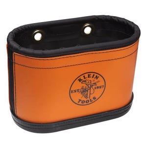Klein® 5144BHB Hard Body Oval Bucket with Kickstand, 10 in H x 7 in W x 11 in D, 14 Pockets, Polyethylene, Orange